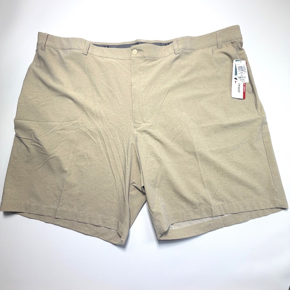 Grand Slam Men Size 54 Khaki Heather Golf Shorts 4-Way Stretch UPF 50 NWT